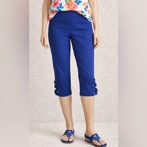 Attyre Vibrant Blue Capris with Eyelet Detail